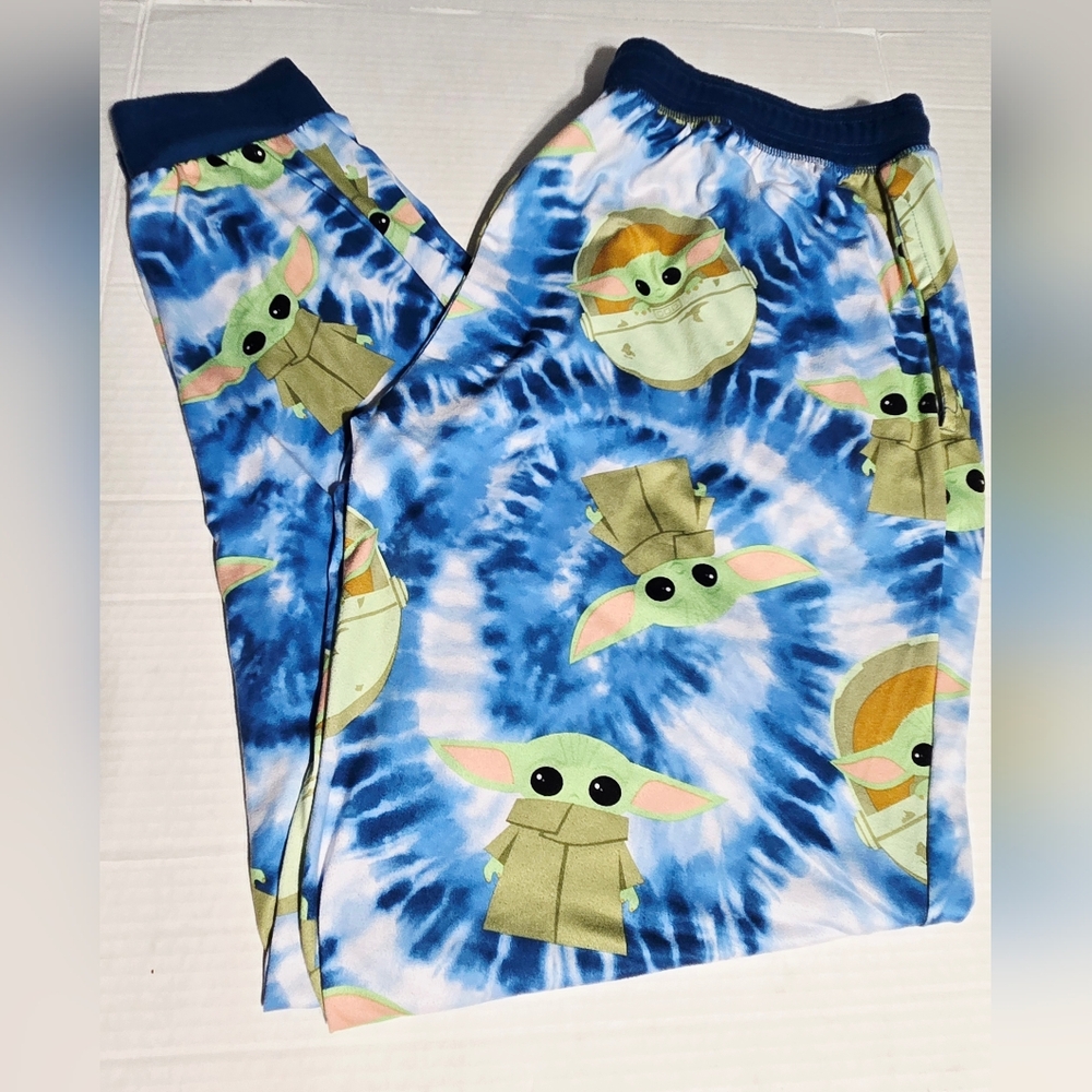 Star‎ Wars Men's The Child Sleep Pants Super Soft blue Tie Dye Mens Lg